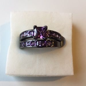 Elegant Purple Stone Women's Ring Set
